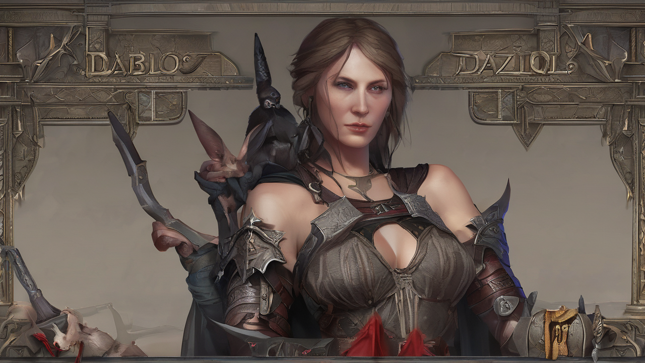 Mroczne tło z subtelnymi symbolami klas postaci z Diablo IV