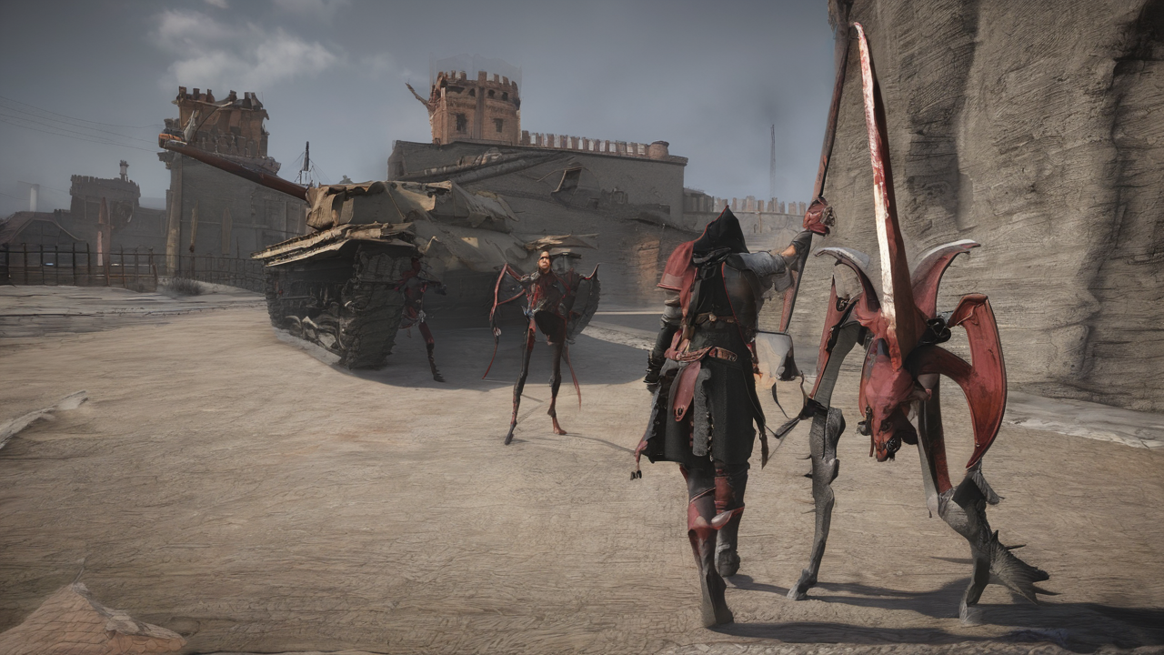 Potężny barbarzyńca z Diablo IV dzierżący dwa topory w wirze walki